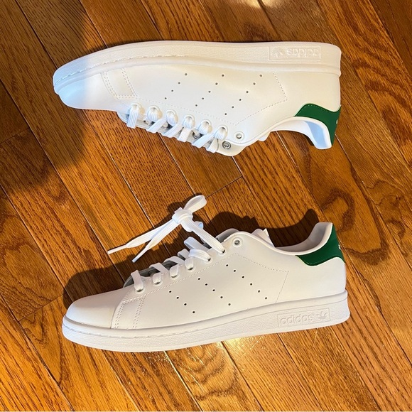 Adidas Originals Stan Smith Mens Sneaker 8‎ White Green Athletic Leather Lace Up - Picture 5 of 17